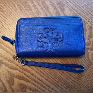 Blue Leather Phone Wallet